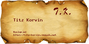Titz Korvin névjegykártya